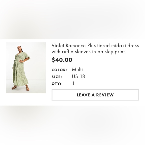 ASOS x Violet Romance Plus midaxi dress with ruffle sleeves in paisley print - Picture 5 of 6